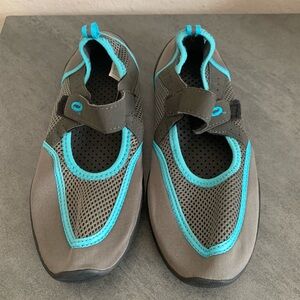O’Rageous Women’s Water Shoes Gray Teal Size 7 Slip-On Aqua Swim Beach Pool